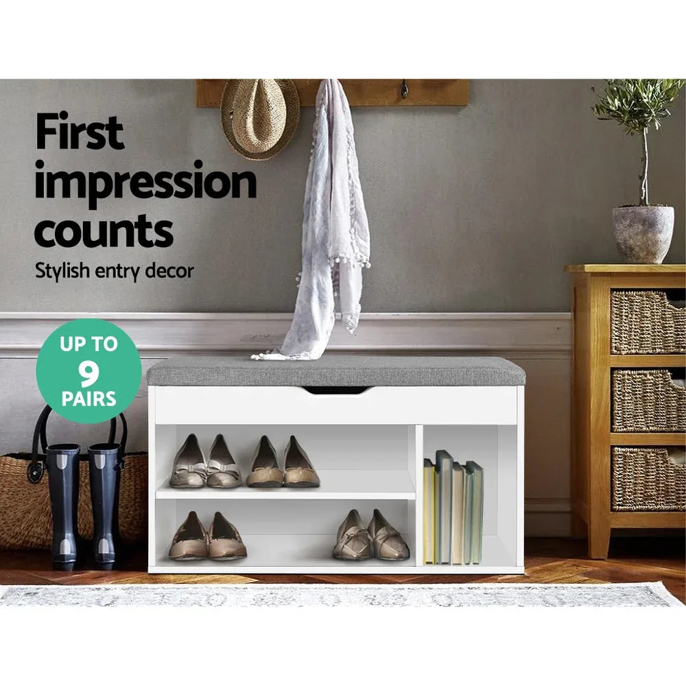 Artiss Shoe Rack Bench Shoe Cabinet White Allen - Mekamart Australia