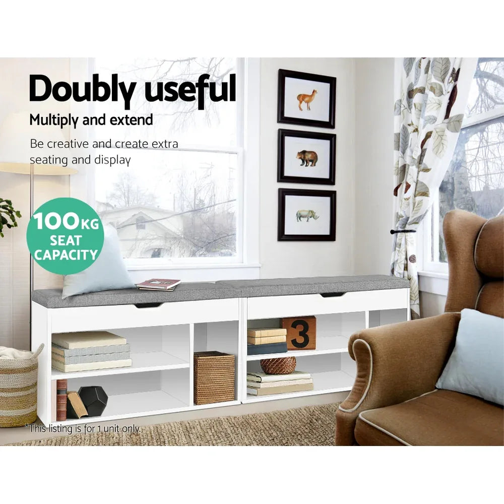 Artiss Shoe Rack Bench Shoe Cabinet White Allen - Mekamart Australia