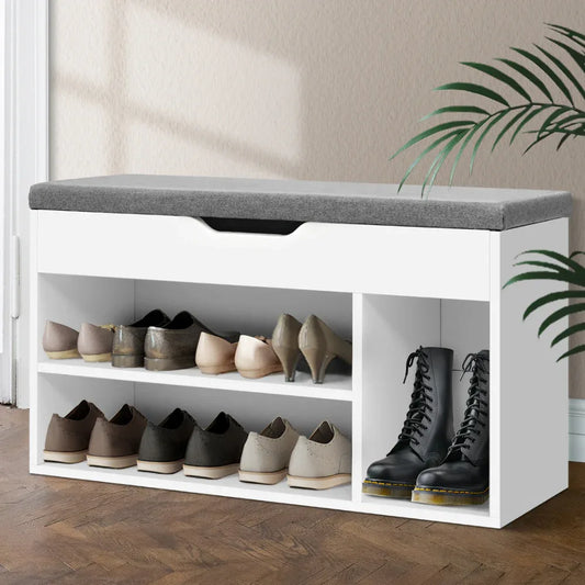 Artiss Shoe Rack Bench Shoe Cabinet White Allen - Mekamart Australia