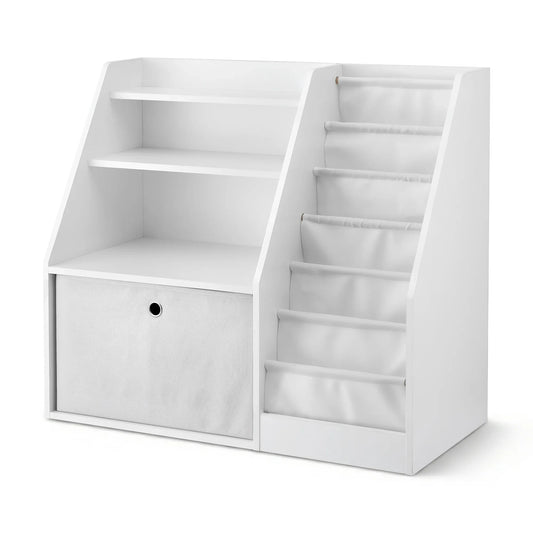 Keezi Kids Bookshelf Children Bookcase Organizer Storage Rack Display Drawer White - Mekamart Australia