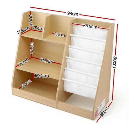 Keezi Kids Bookshelf Wood Bookcase Children Storage Rack Display Shelves Holder - Mekamart Australia