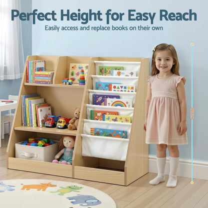 Keezi Kids Bookshelf Wood Bookcase Children Storage Rack Display Shelves Holder - Mekamart Australia