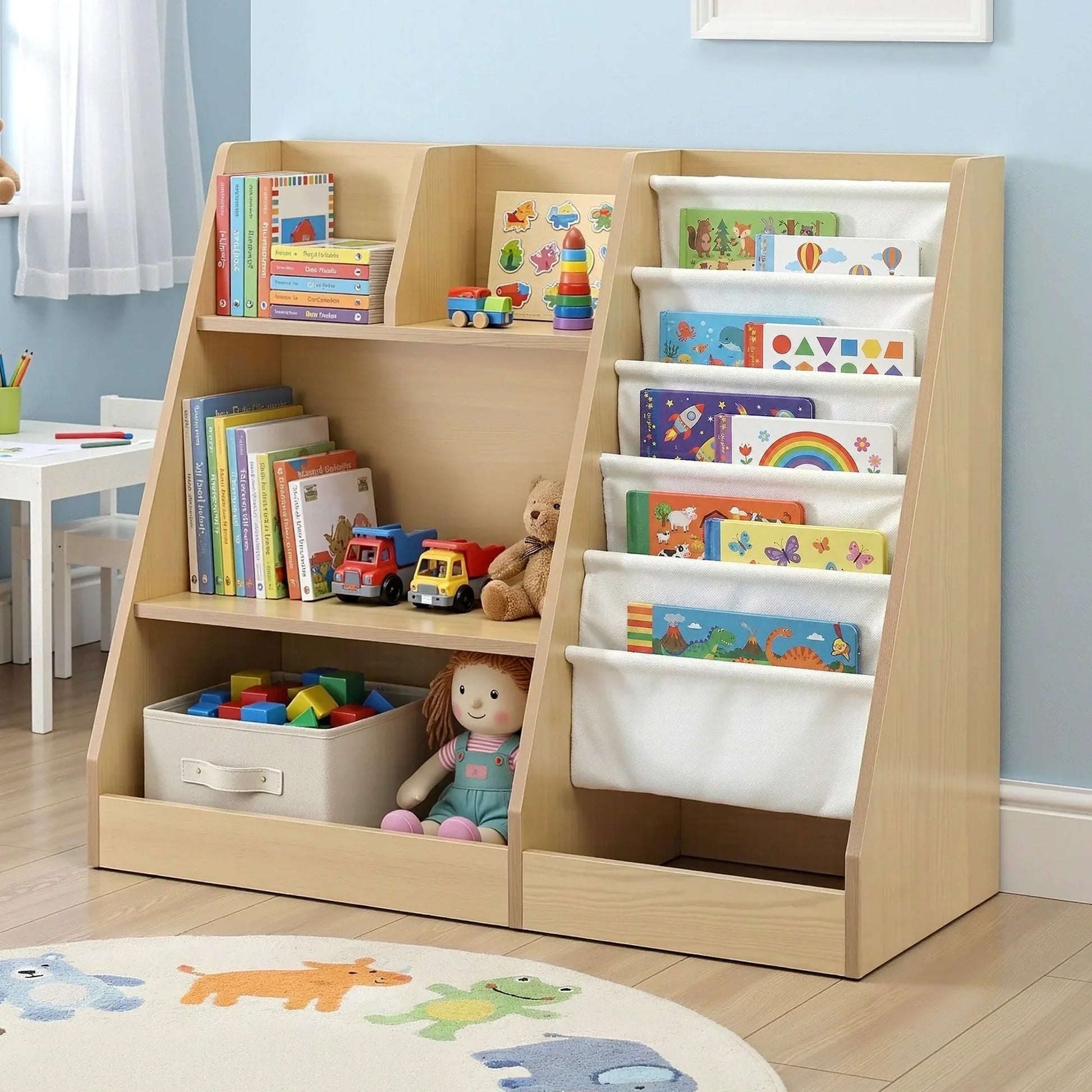 Keezi Kids Bookshelf Wood Bookcase Children Storage Rack Display Shelves Holder - Mekamart Australia