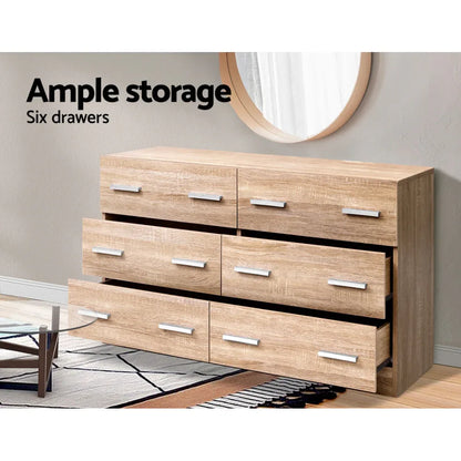 Artiss 6 Chest of Drawers - VEDA Pine - Mekamart Australia