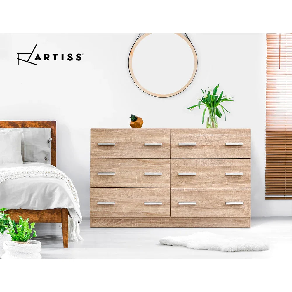 Artiss 6 Chest of Drawers - VEDA Pine - Mekamart Australia