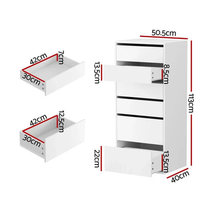 Artiss 6 Chest of Drawers Dresser Tallboy White - Mekamart Australia