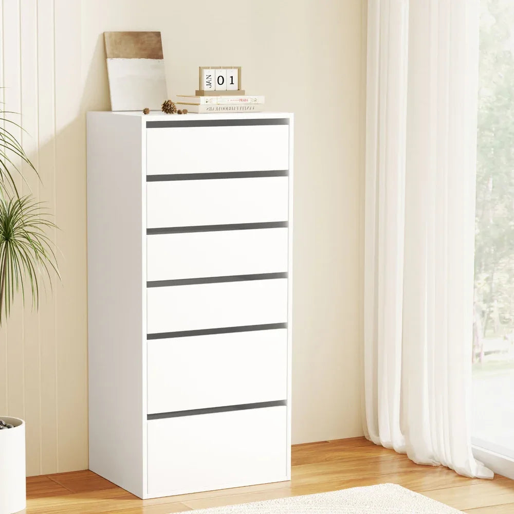 Artiss 6 Chest of Drawers Dresser Tallboy White - Mekamart Australia