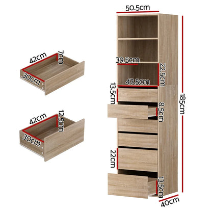 Artiss 6 Chest of Drawers Tallboy Cabinet Pine - Mekamart Australia