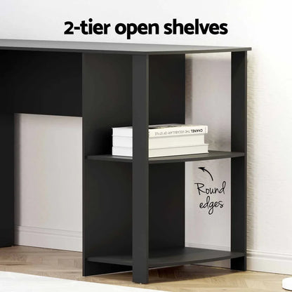 Artiss Computer Desk Shelf L-Shape Black 136CM - Mekamart Australia