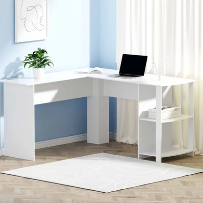 Artiss Computer Desk Shelf L-Shape White 136CM - Mekamart Australia