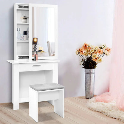 Artiss Dressing Table Stool Set Sliding Mirror White Demi - Mekamart Australia