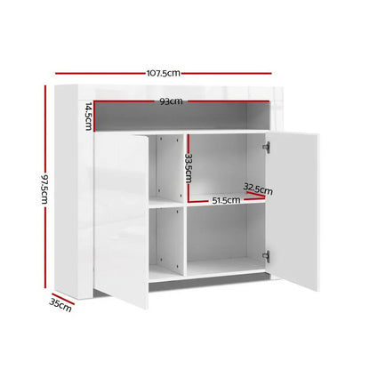 Artiss Buffet Sideboard LED - ARNO White - Mekamart Australia
