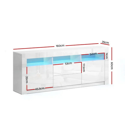 Artiss Entertainment Unit TV Cabinet LED 160cm White Anna - Mekamart Australia