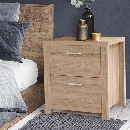Artiss Bedside Table 2 Drawers - MAXI Pine - Mekamart Australia