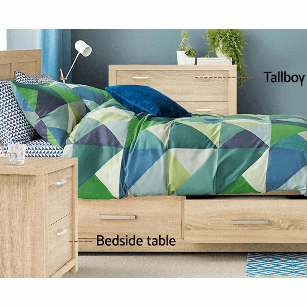 Artiss Bedside Table 2 Drawers - MAXI Pine - Mekamart Australia