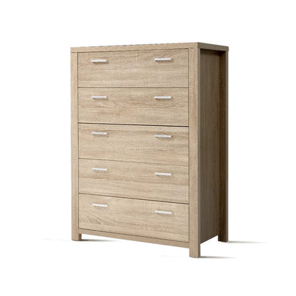 Artiss 5 Chest of Drawers - MAXI Pine - Mekamart Australia
