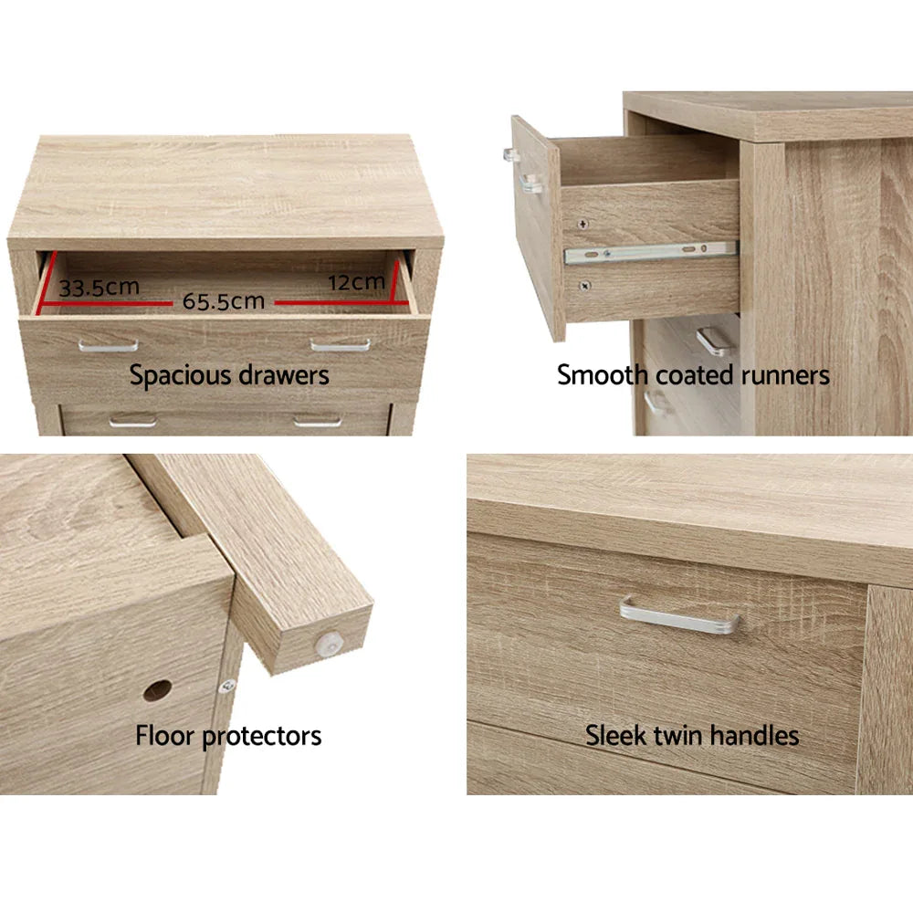 Artiss 5 Chest of Drawers - MAXI Pine - Mekamart Australia