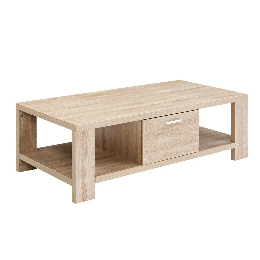 Artiss Coffee Table 1 Drawer Oak Maxi - Mekamart Australia