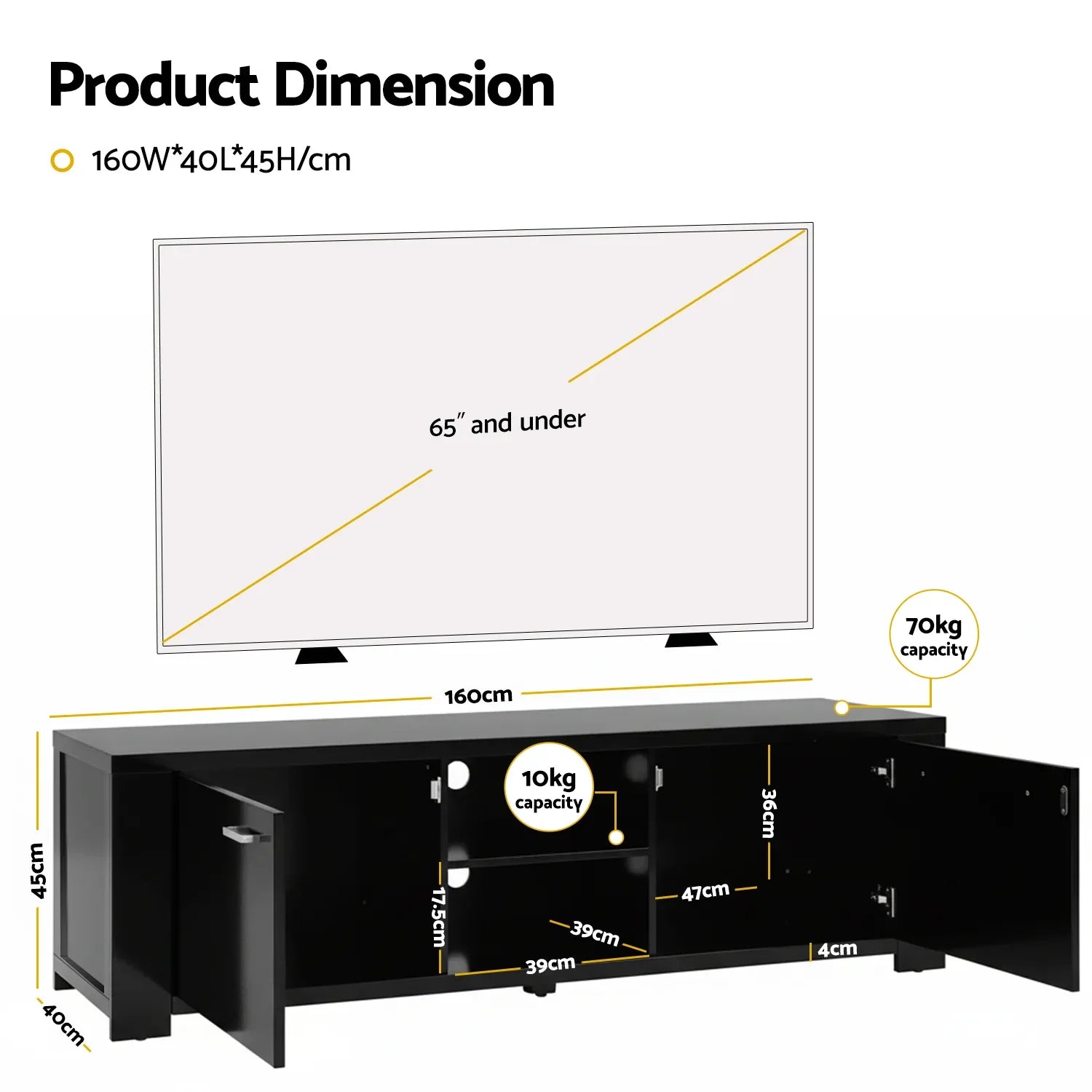 Artiss TV Cabinet Entertainment Unit 160cm Black Maxi - Mekamart Australia