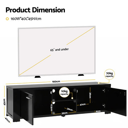 Artiss TV Cabinet Entertainment Unit 160cm Black Maxi - Mekamart Australia