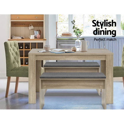 Artiss Dining Table Rectangular 4 Seater 120CM Oak Natu - Mekamart Australia