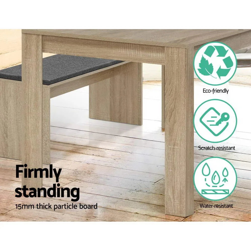 Artiss Dining Table Rectangular 4 Seater 120CM Oak Natu - Mekamart Australia