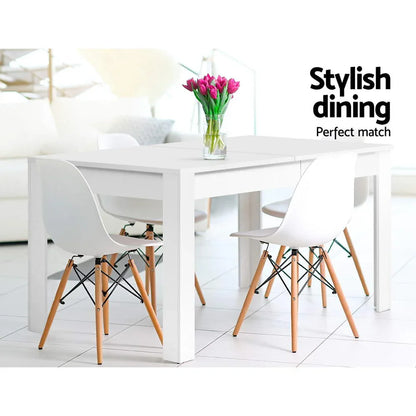 Artiss Dining Table Rectangular 4 Seater 120CM White Natu - Mekamart Australia