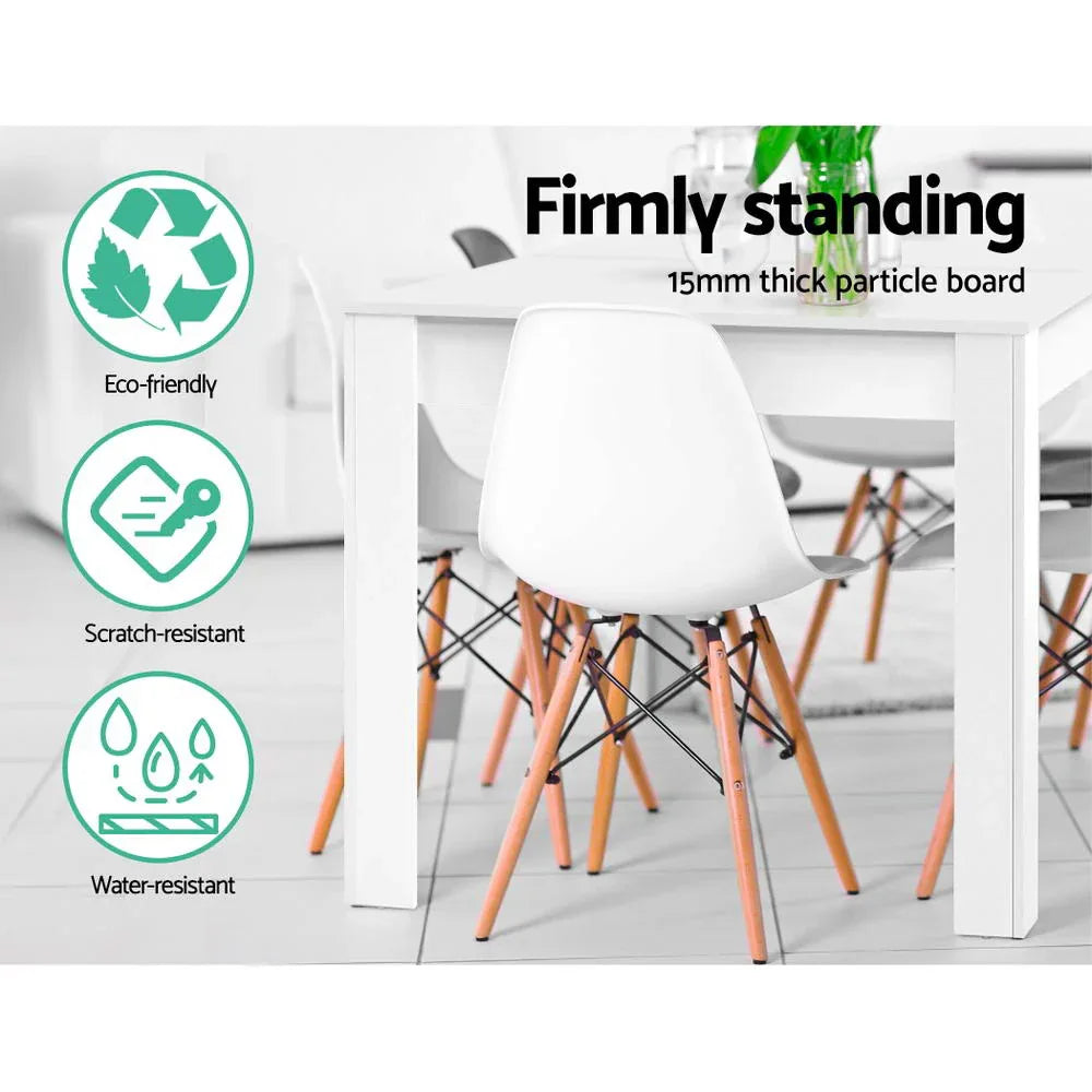 Artiss Dining Table Rectangular 4 Seater 120CM White Natu - Mekamart Australia