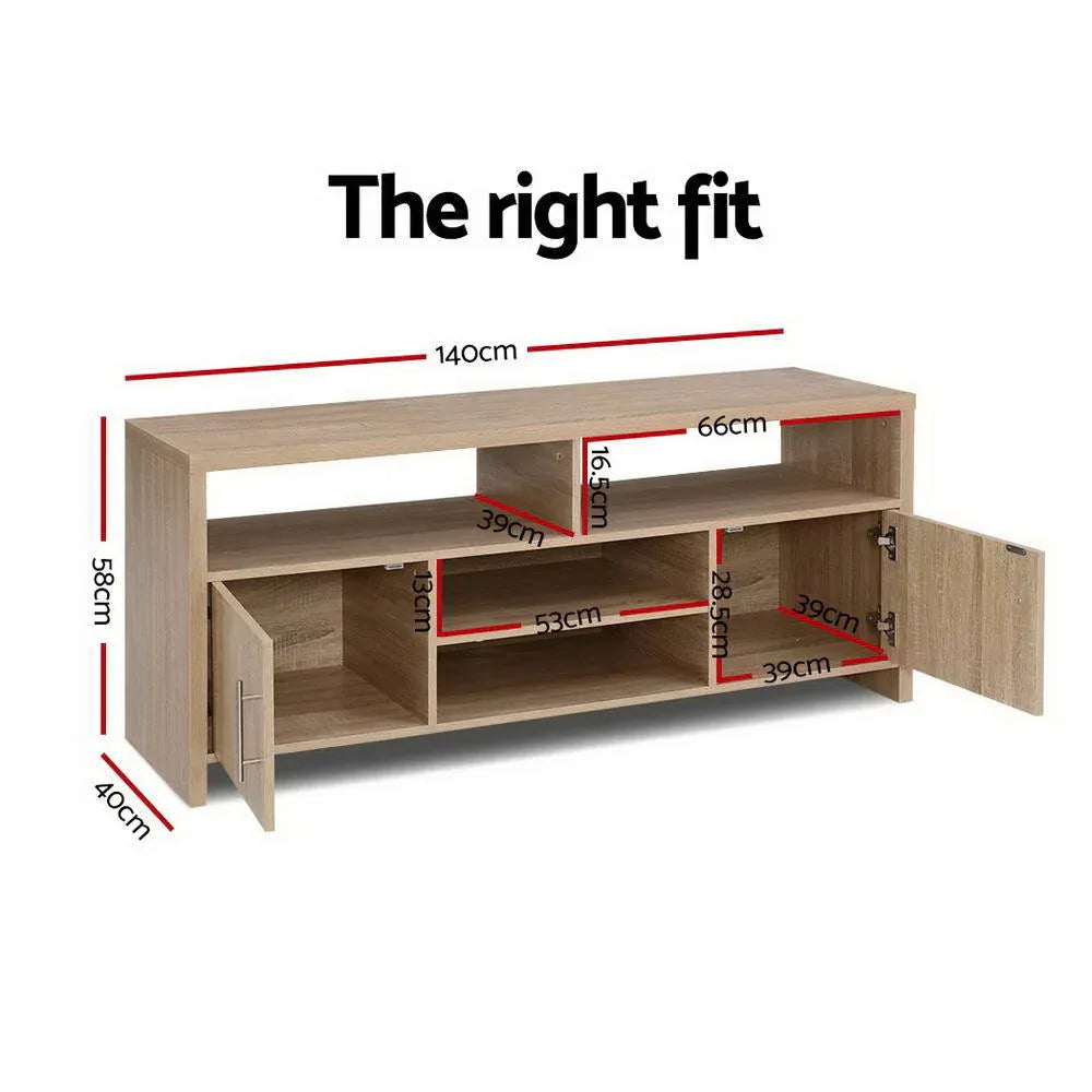 Artiss TV Cabinet Entertainment Unit 140cm Oak Ken - Mekamart Australia