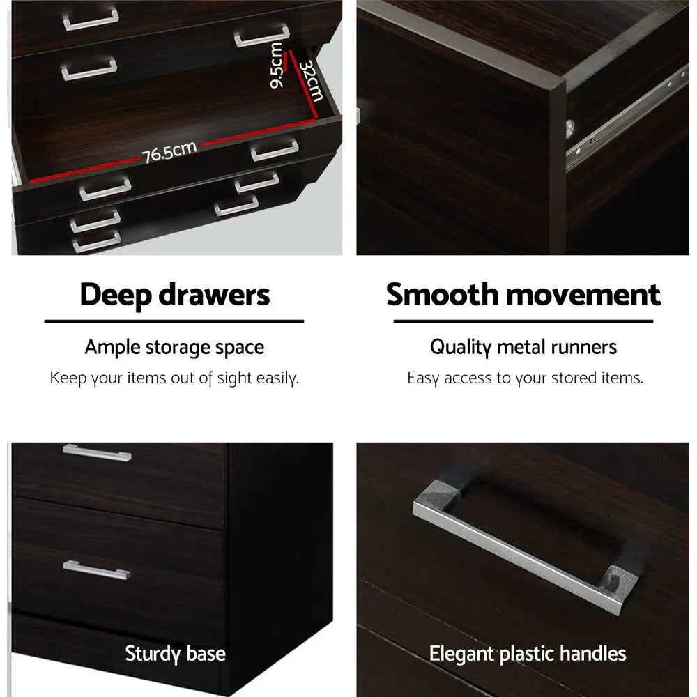 Artiss 6 Chest of Drawers - ANDES Walnut - Mekamart Australia