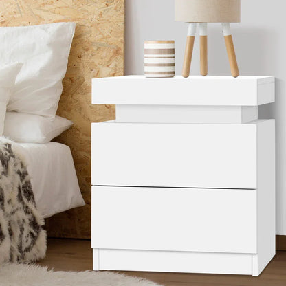 Artiss Bedside Table 2 Drawers Lift-up Storage - COLEY White - Mekamart Australia