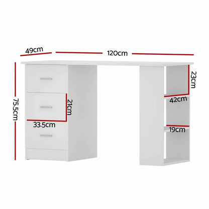 Artiss Computer Desk Drawer Shelf Cabinet White 120CM - Mekamart Australia