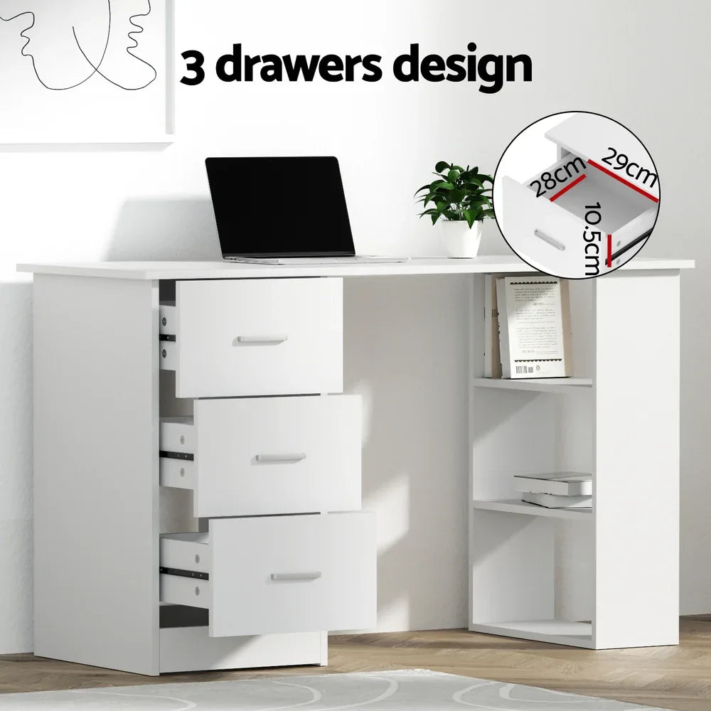 Artiss Computer Desk 120cm Executive Office Chair Set PU Leather High Back White - Mekamart Australia