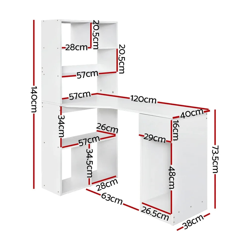 Artiss Computer Desk Bookshelf Drawer Cabinet White 120CM - Mekamart Australia