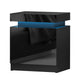 Artiss Bedside Table LED 2 Drawers Lift-up Storage - COLEY Black - Mekamart Australia