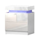 Artiss Bedside Table LED 2 Drawers Lift-up Storage - COLEY White - Mekamart Australia