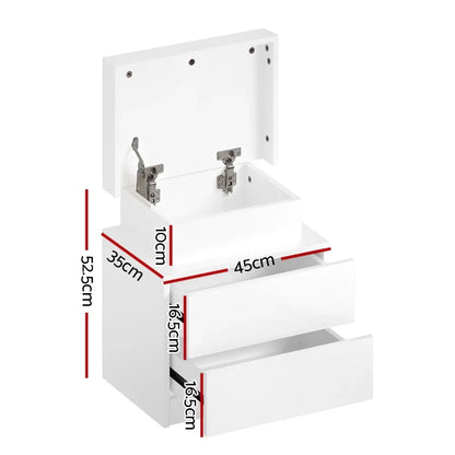 Artiss 2X Bedside Table LED 2 Drawers Lift-up Storage - COLEY White - Mekamart Australia