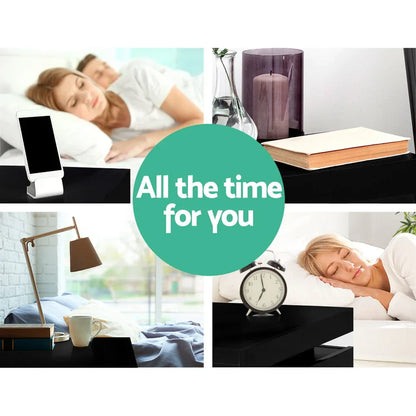Artiss Bedside Table LED 3 Drawers - COLEY Black - Mekamart Australia