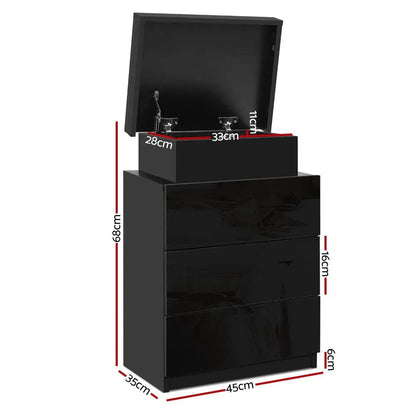 Artiss 2X Bedside Table LED 3 Drawers - COLEY Black - Mekamart Australia