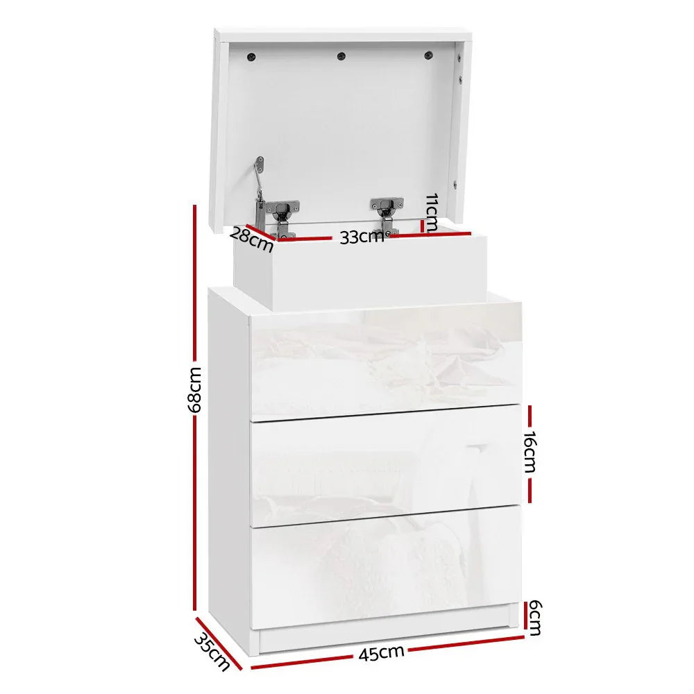 Artiss Bedside Table LED 3 Drawers - COLEY White - Mekamart Australia