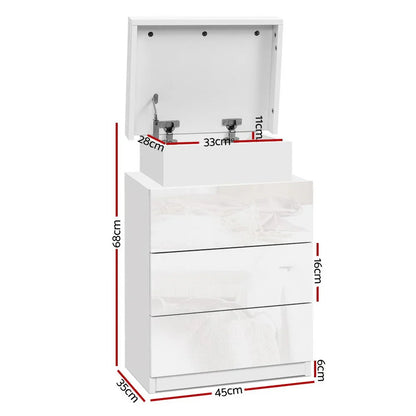 Artiss Bedside Table LED 3 Drawers - COLEY White - Mekamart Australia