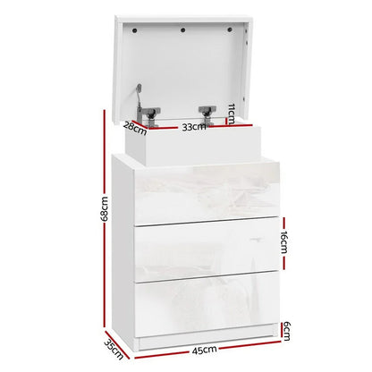 Artiss 2X Bedside Table LED 3 Drawers - COLEY White - Mekamart Australia