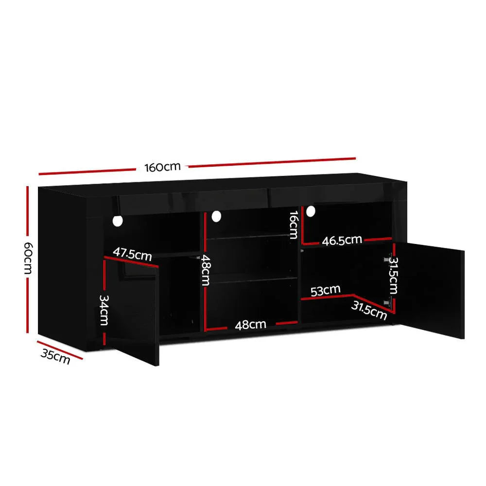 Artiss Entertainment Unit TV Cabinet LED 160cm Black Bobi - Mekamart Australia
