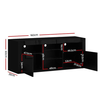 Artiss Entertainment Unit TV Cabinet LED 160cm Black Bobi - Mekamart Australia