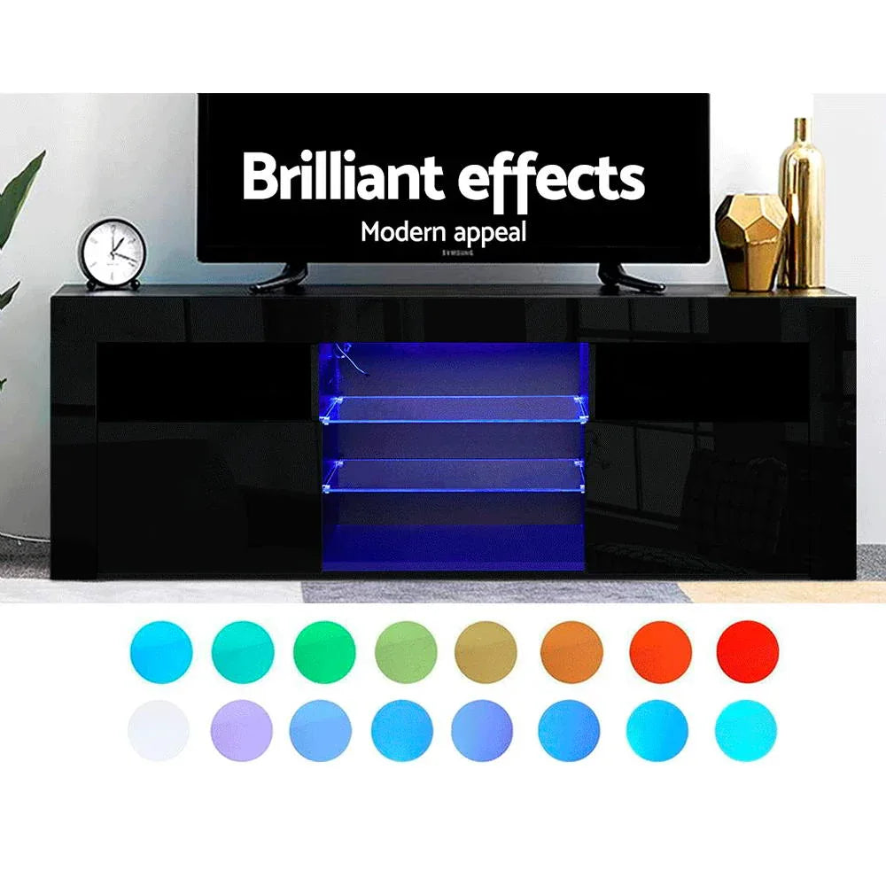 Artiss Entertainment Unit TV Cabinet LED 160cm Black Bobi - Mekamart Australia