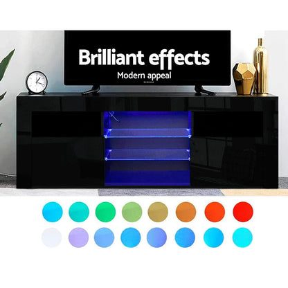 Artiss Entertainment Unit TV Cabinet LED 160cm Black Bobi - Mekamart Australia
