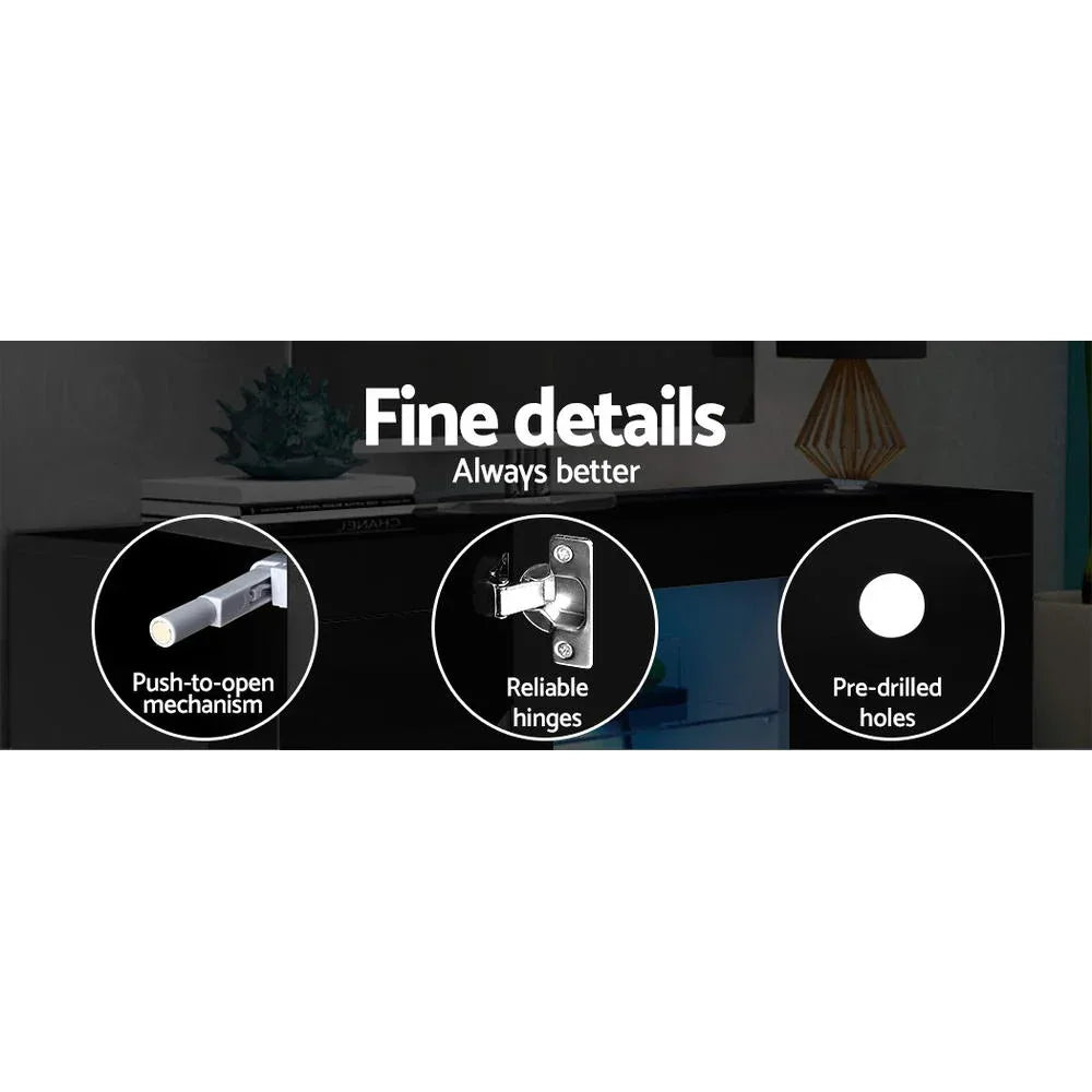 Artiss Entertainment Unit TV Cabinet LED 160cm Black Bobi - Mekamart Australia