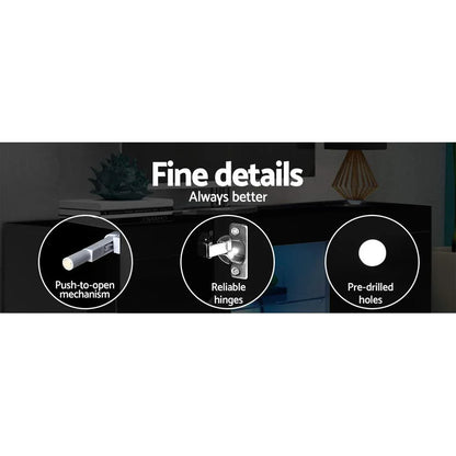 Artiss Entertainment Unit TV Cabinet LED 160cm Black Bobi - Mekamart Australia