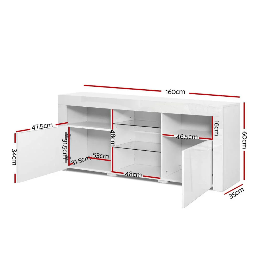 Artiss Entertainment Unit TV Cabinet LED 160cm White Bobi - Mekamart Australia