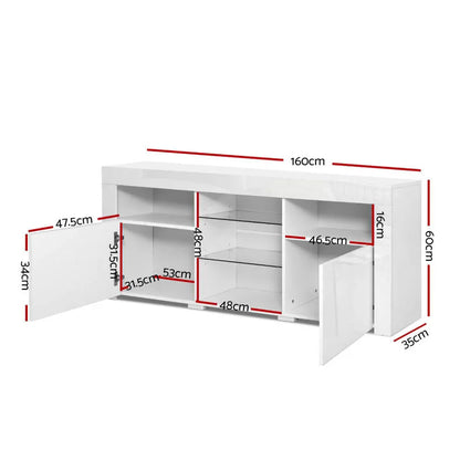 Artiss Entertainment Unit TV Cabinet LED 160cm White Bobi - Mekamart Australia